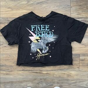 Black Graphic T-Shirt with 'Free Bird' Design
